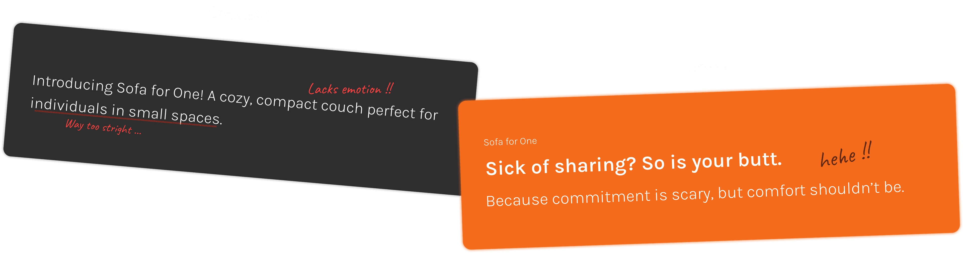 Unhinged AI copywriting example showing creative ad copy
